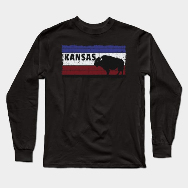 Kansas USA Topeka The Sunflower State Wichita City Old Cowtown Museum Design Gift Idea Long Sleeve T-Shirt by c1337s